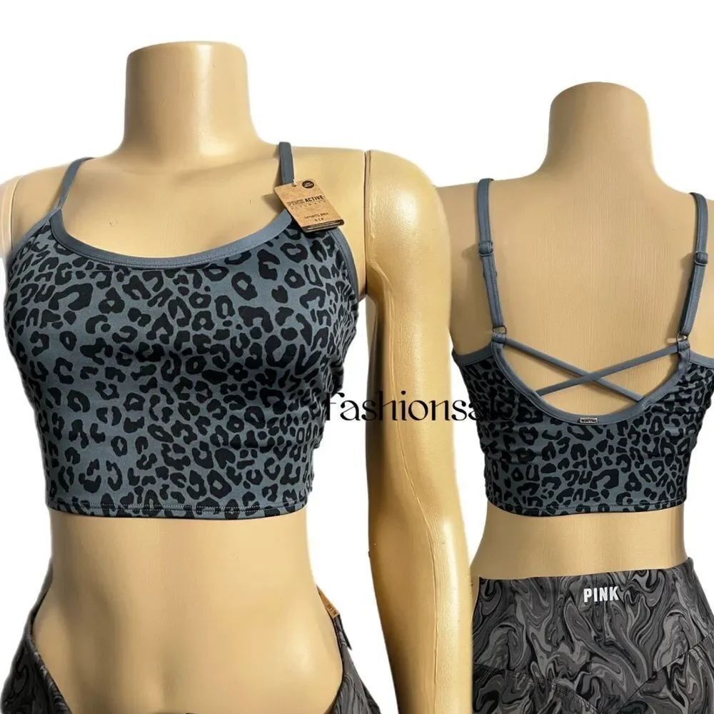 Victorias Secret Pink Active Ultimate Lined Removable Padding Sports bra Leopard - Picture 5 of 6